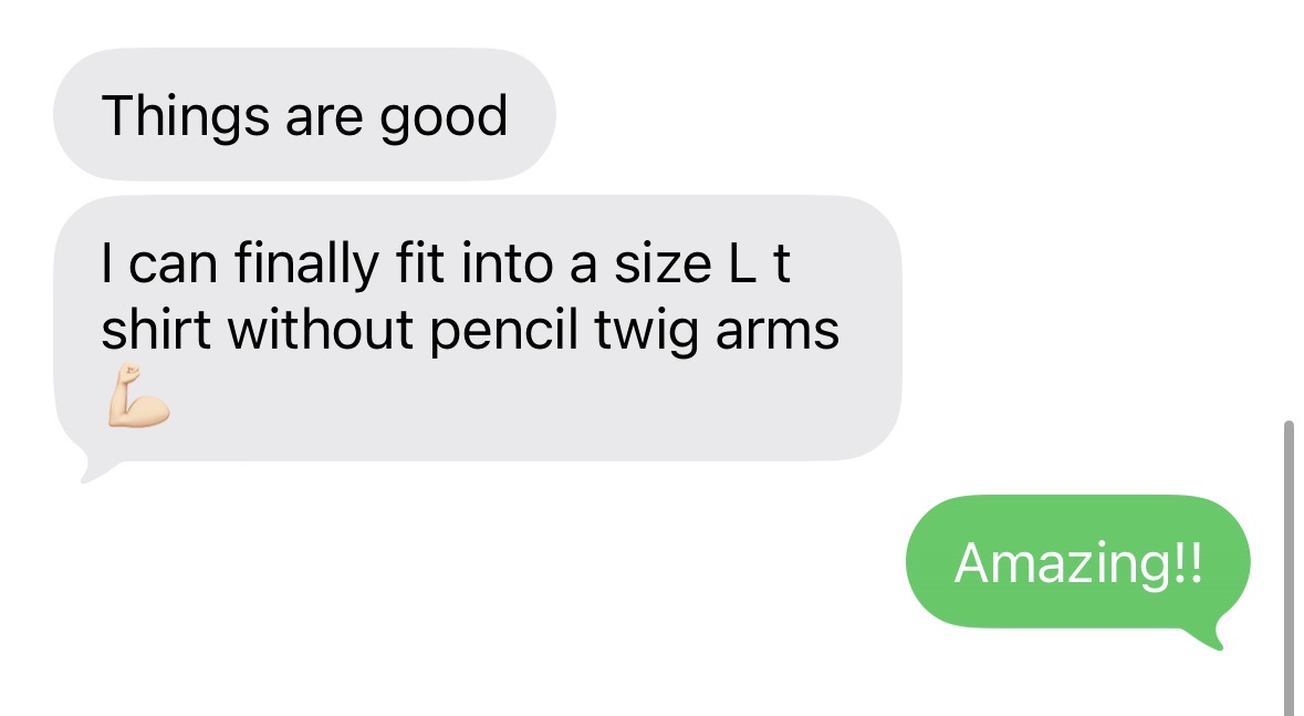Client fitting into a size L t-shirt